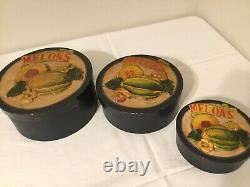 Vintage Farmhouse Shaker Style 3D Cheese Box set of 3 nesting RARE