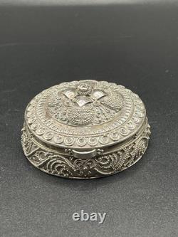 Vintage Filigree Sterling Silver Pill Box Hallmarked 925 Elegant Design