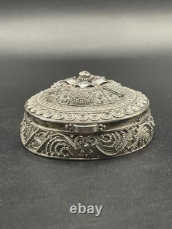 Vintage Filigree Sterling Silver Pill Box Hallmarked 925 Elegant Design