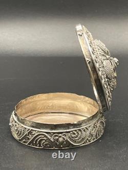 Vintage Filigree Sterling Silver Pill Box Hallmarked 925 Elegant Design