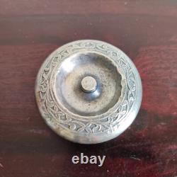 Vintage Floral Art Round Shape Silver Plated Box Decorative Collectible