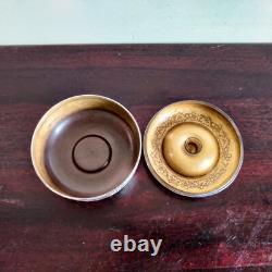 Vintage Floral Art Round Shape Silver Plated Box Decorative Collectible