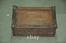 Vintage Floral Engraved Mirror Fitted Wooden Handcrafted Jewellery Box