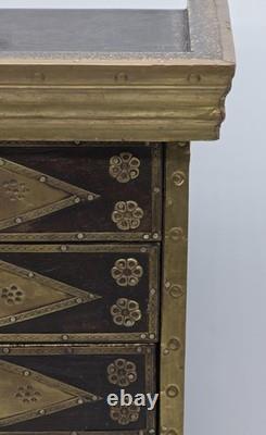 Vintage Florentine Painted Wood Tabletop Jewelry Box Armoire Gold Gilt Italy