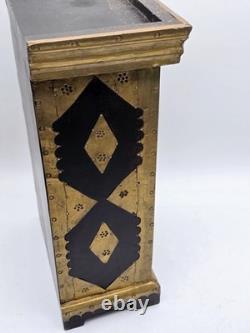 Vintage Florentine Painted Wood Tabletop Jewelry Box Armoire Gold Gilt Italy