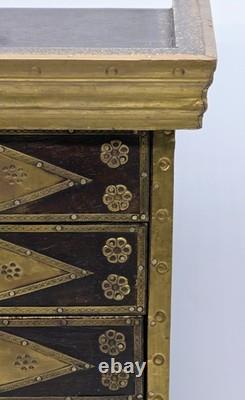 Vintage Florentine Painted Wood Tabletop Jewelry Box Armoire Gold Gilt Italy