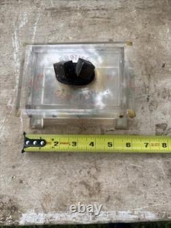 Vintage Folk Art Lucite Hand Painted Box with Bronze Dice On Lid Trinket Box