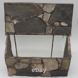 Vintage Fossil Stone & Glass Handmade Trinket Box