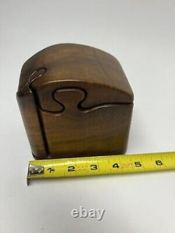 Vintage Fred Marilyn Buss Puzzle Box Brown Myrtle Walnut Wood RARE