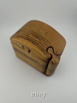 Vintage Fred Marilyn Buss Puzzle Box Brown Myrtle & Zebra Wood Signed RARE