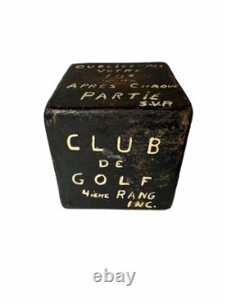 Vintage French Canadian Cast Iron Golf Donation Box Primitive Folk Art