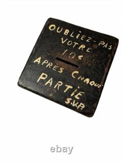 Vintage French Canadian Cast Iron Golf Donation Box Primitive Folk Art