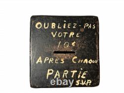 Vintage French Canadian Cast Iron Golf Donation Box Primitive Folk Art