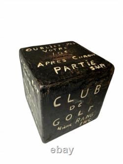 Vintage French Canadian Cast Iron Golf Donation Box Primitive Folk Art
