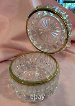 Vintage French Cut Crystal Baccarat Style Jewelry Casket Trinket Box Very Heavy