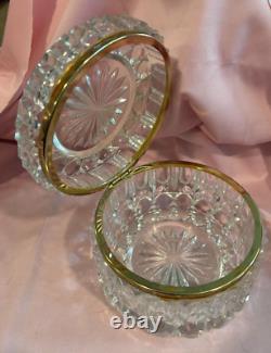 Vintage French Cut Crystal Baccarat Style Jewelry Casket Trinket Box Very Heavy