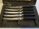 Vintage French Cutlery Ekco Ancienne Maison Knives In Wood Box (set Of 5)