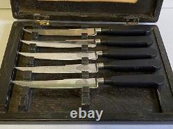 Vintage French Cutlery Ekco Ancienne Maison Knives in wood box (set of 5)