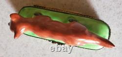 Vintage French LIMOGES Peint Main Fox on Grass Hinged Trinket Pill Box