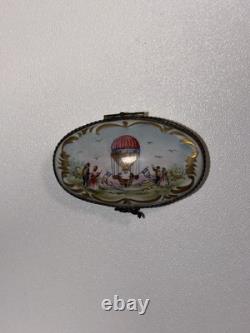 Vintage French Limoges Hand-Painted Hot Air Balloon HingedTrinket Box