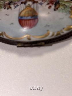 Vintage French Limoges Hand-Painted Hot Air Balloon HingedTrinket Box