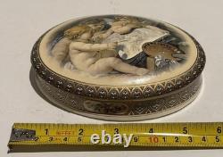 Vintage French Limoges Porcelain Dresser Trinket Box Cherubs Painting Allegory