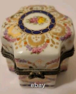 Vintage French Limoges Trinket Casket Gorgeous Floral Perfume Box No Bottles