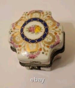 Vintage French Limoges Trinket Casket Gorgeous Floral Perfume Box No Bottles