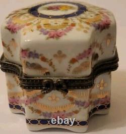 Vintage French Limoges Trinket Casket Gorgeous Floral Perfume Box No Bottles