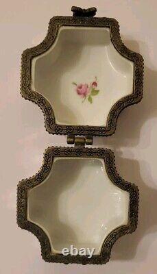 Vintage French Limoges Trinket Casket Gorgeous Floral Perfume Box No Bottles