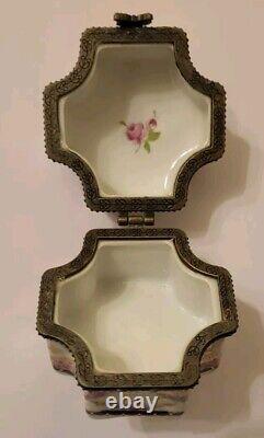 Vintage French Limoges Trinket Casket Gorgeous Floral Perfume Box No Bottles