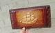 Vintage French Leather Wood Gloves Box Maritime Boat Scene Signed 1950