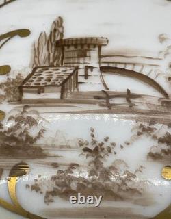 Vintage French trinket box Gold tone metal hinge 1.75H x 3.5W Countryside