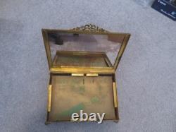 Vintage GLOBE Jewelry Trinket Box 24K Gold Plated French Gilt Flower Design