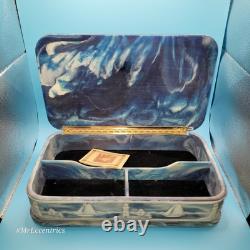 Vintage Genuine 1979 Incolay Stone Blue Ships Lighthouse Mens Jewelry Box