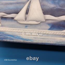 Vintage Genuine 1979 Incolay Stone Blue Ships Lighthouse Mens Jewelry Box