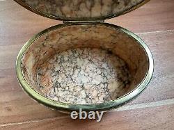 Vintage Genuine Granite Stone Oval Hinged Trinket Box Marbled 6.25 x 4.5