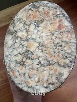 Vintage Genuine Granite Stone Oval Hinged Trinket Box Marbled 6.25 x 4.5