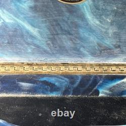 Vintage Genuine Incolay Stone Blue Mens Jewelry Box Ship Sailboat Lighthouse