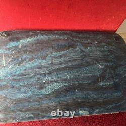 Vintage Genuine Incolay Stone Blue Mens Jewelry Box Ship Sailboat Lighthouse