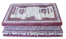 Vintage Genuine Incolay Stone Jewelry Trinket Box