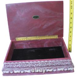 Vintage Genuine Incolay Stone Jewelry Trinket Box