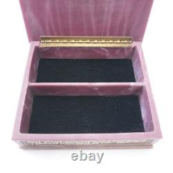 Vintage Genuine Incolay Stone Jewelry Trinket Box Large Hinged Top Cherub