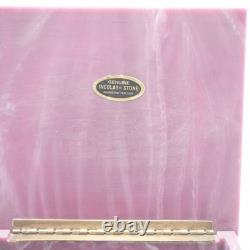 Vintage Genuine Incolay Stone Jewelry Trinket Box Large Hinged Top Cherub