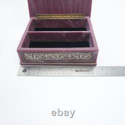 Vintage Genuine Incolay Stone Jewelry Trinket Box Large Hinged Top Cherub