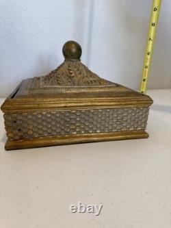 Vintage Gilded Wooden Jewelry Storage Box Hand Made Victorian Style Felt Lined