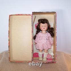 Vintage Ginny Doll In Original Box Pamphlet Hard Plastic Walker Dress Shoes 50's