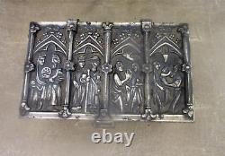 Vintage Gothic Revival Style Metal Jewelry Casket Box Biblical Scences