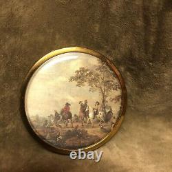 Vintage Guildcrest Colonial Hunting Scene Ladies Compact In Box