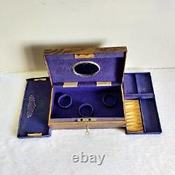 Vintage Gun Brand 3 Compartment Belgium Mirror Jewellery Box Original Key TB1713